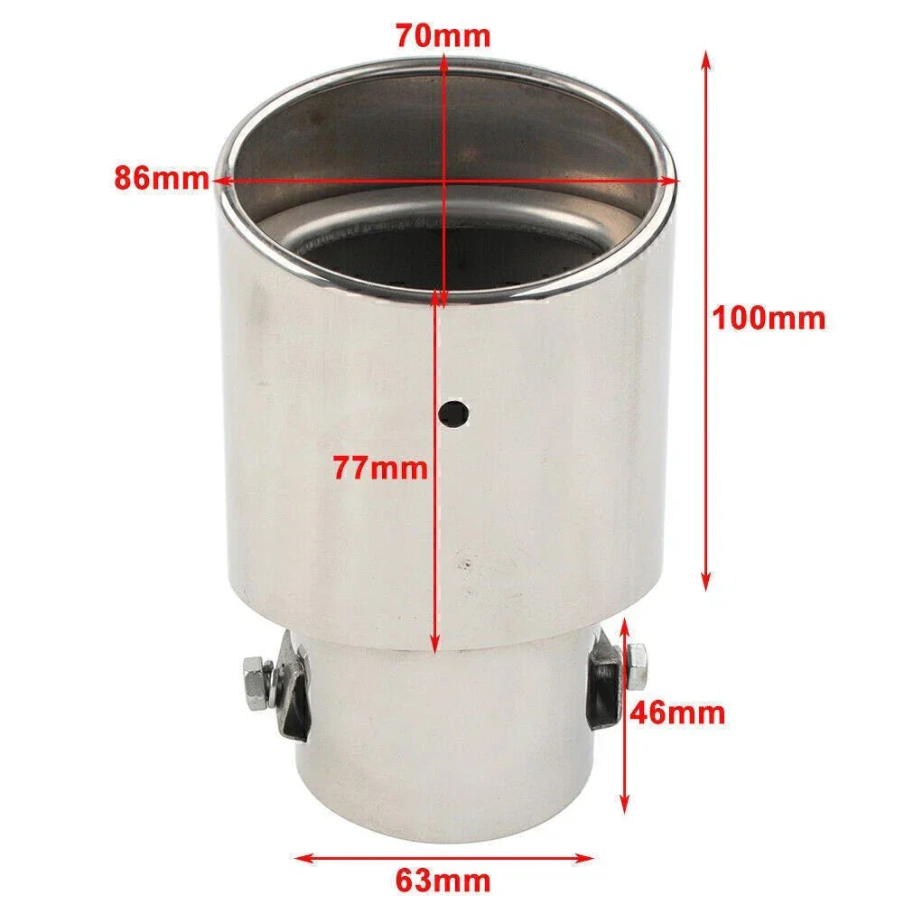 Stainless Steel Round Exhaust Pipe Tail Muffler Tip for Car Silver