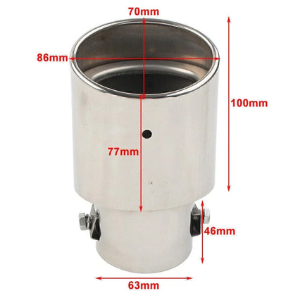 Stainless Steel Round Exhaust Pipe Tail Muffler Tip for Car Silver