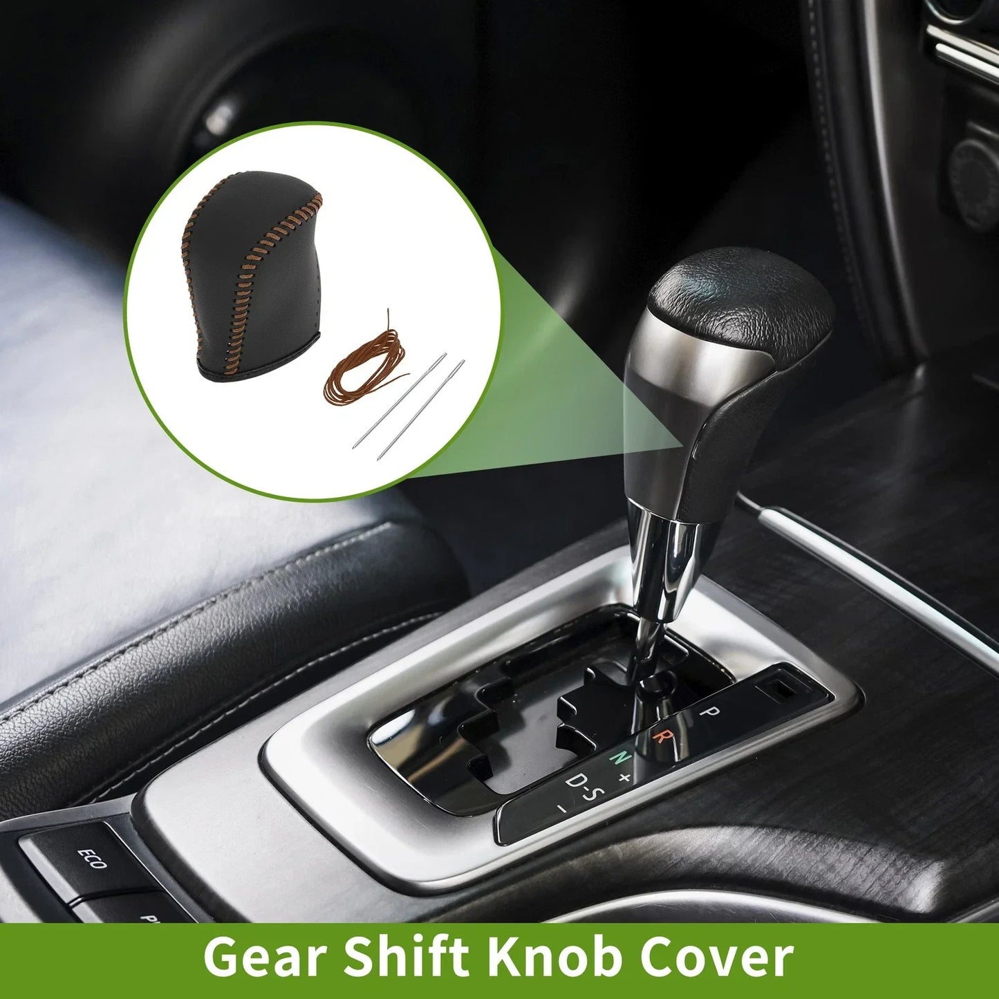 Lexus NX300 Gear Shift Knob Cover 2 x Black Brown Faux Leather (2014-2021)