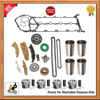 Engine Piston and Liner Kit with Gaskets and Chain for Land Rover Jaguar (2010–2020)
