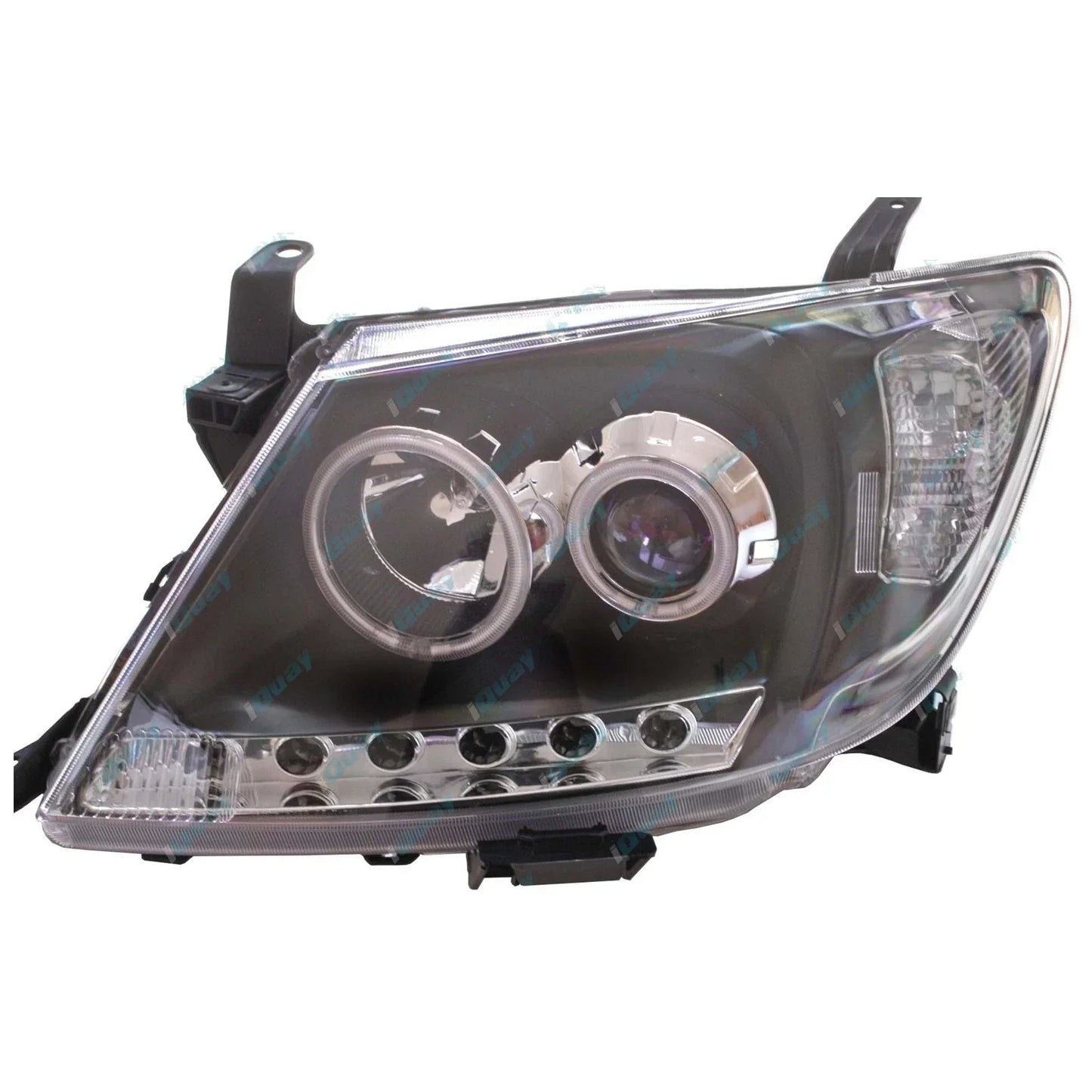 Pair Headlights for Toyota Hilux 2005~11 LED Black Projector Angel Eye DRL Halo