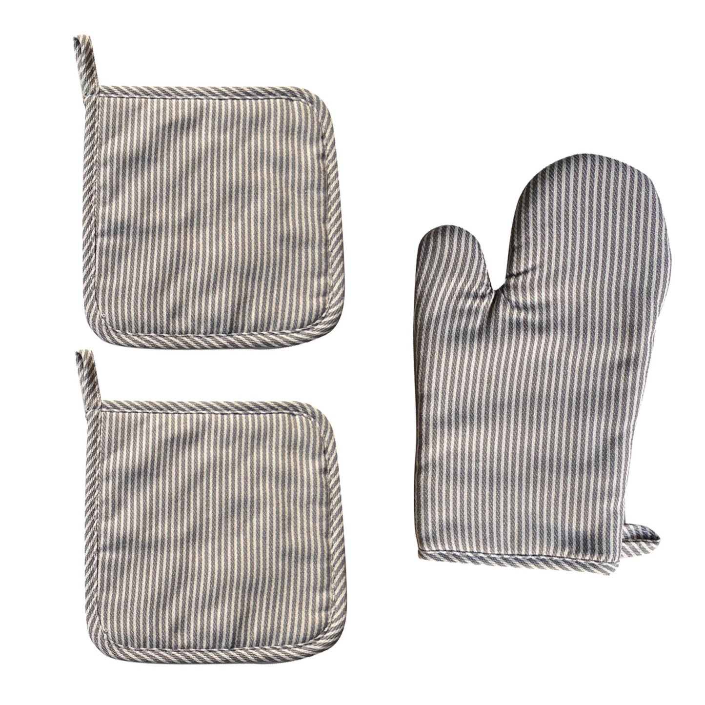 Cotton Oven Mitt & Pot Holder Set for Kitchen Cooking & Baking