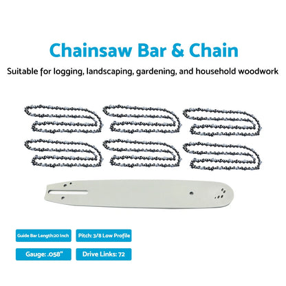 20" 3/8 .058 72DL Chainsaw Bar Chain for Husqvarna, Alpina, Dolmar