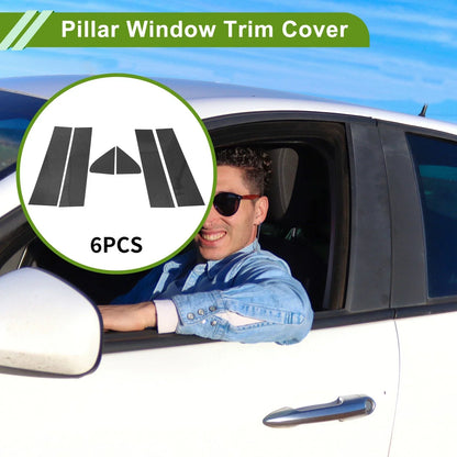 6 Pcs Door Pillar Window Trim for Chevy Silverado (2019-2023) Carbon Fiber