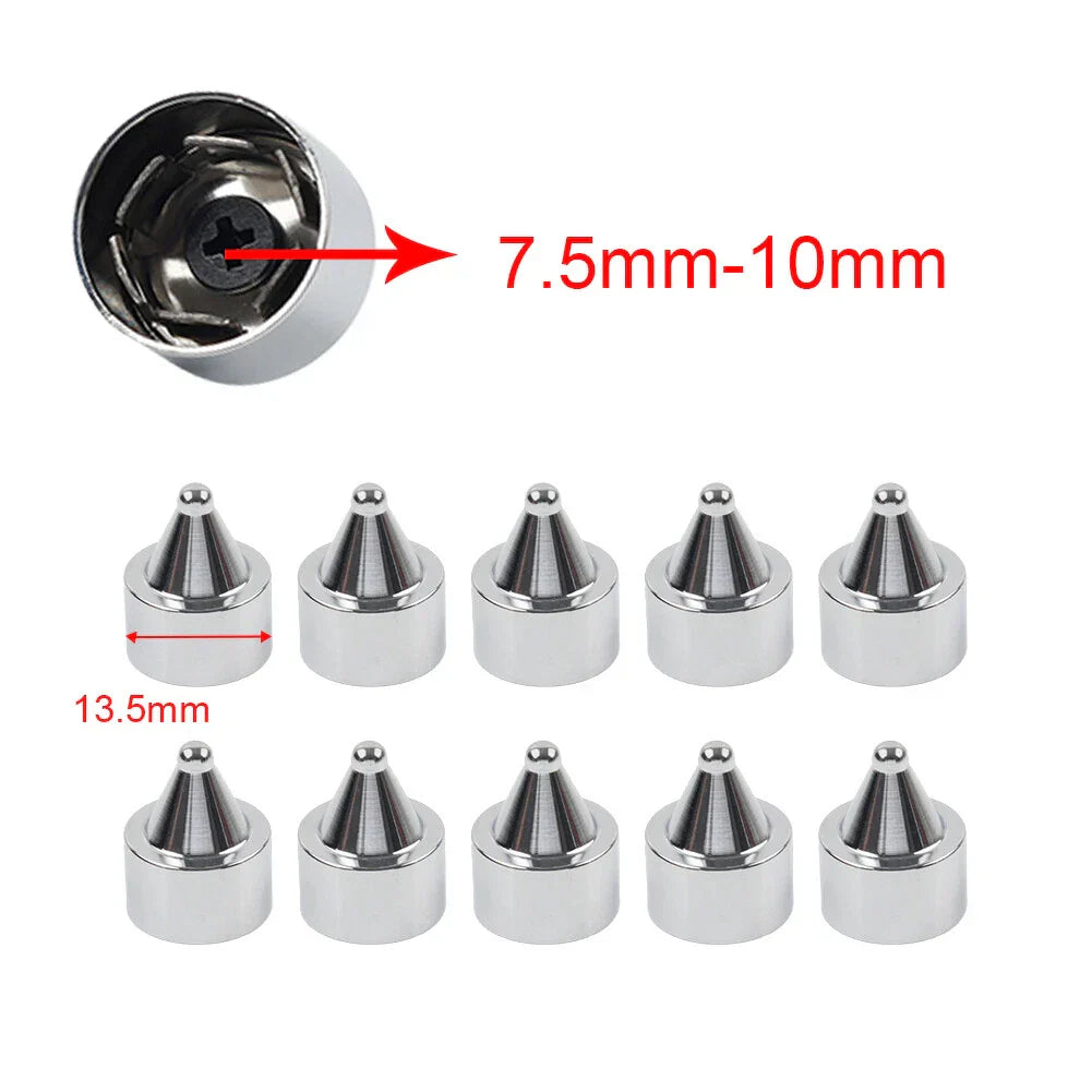 10 x Head Bolt Cover Spike Caps for Harley Road King, Dyna