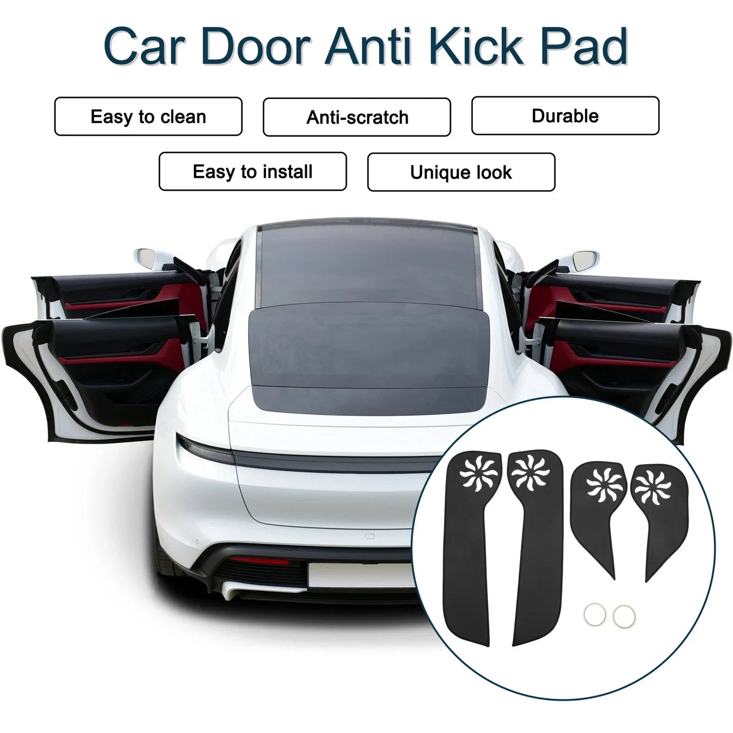 Car Door Anti Kick Pad Sticker Protector for Honda Fit (2021) - 1 Set Black