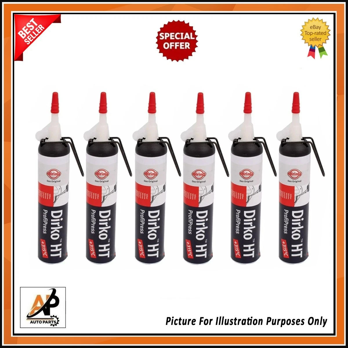 Dirko HT Black Silicone Gasket Sealant for Car Engine (200ML) (High Temp)