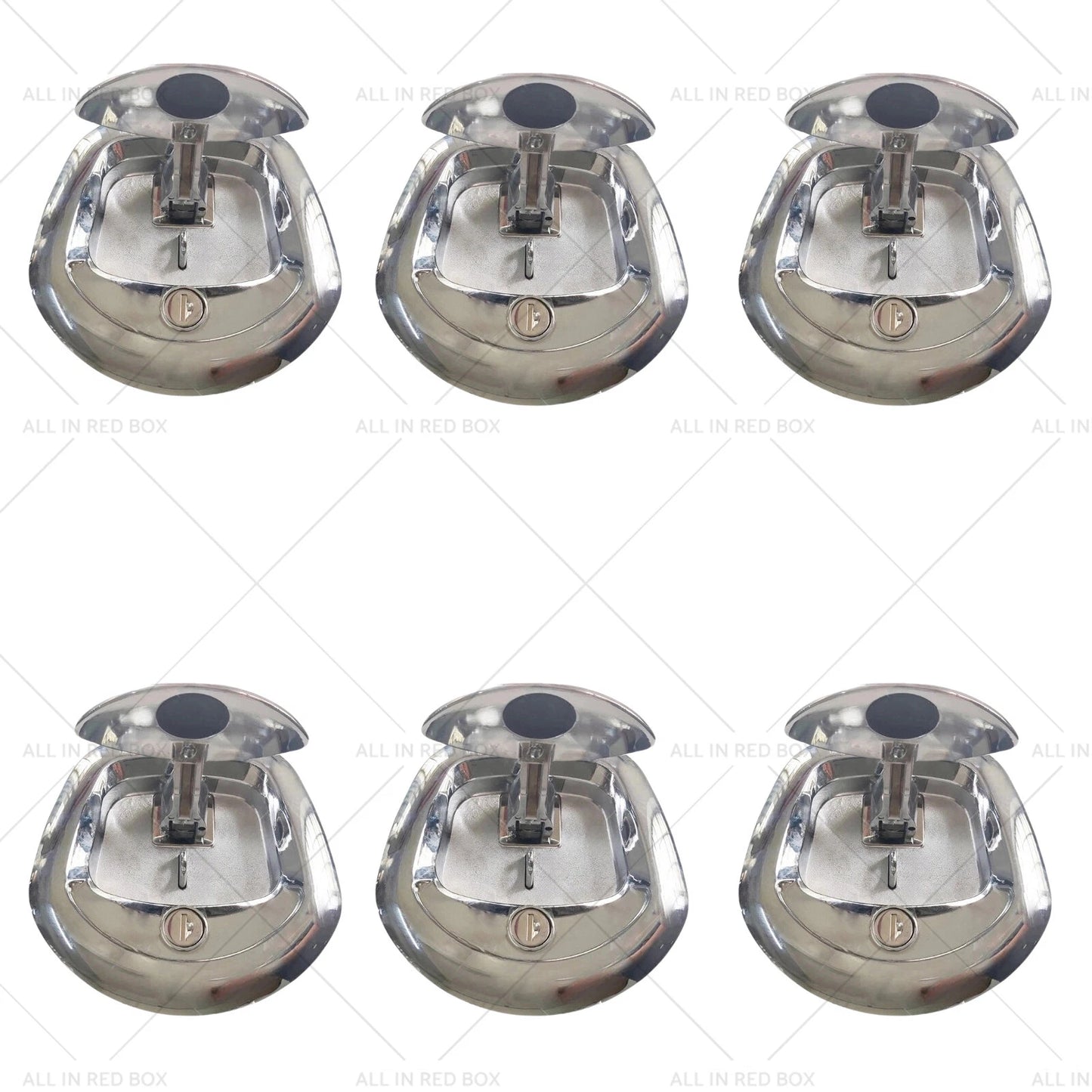 6 x Chrome Power Operated Recessed Whale Tail T-Lock Handle Toolbox