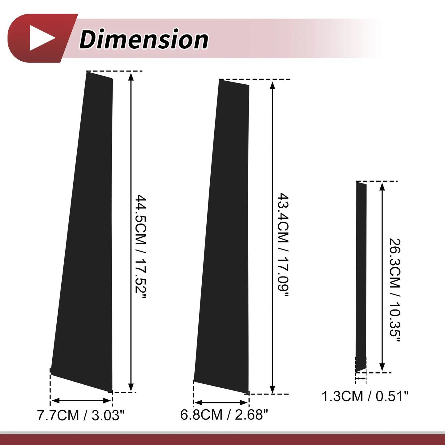 6 Pcs Black Door Pillar Window Trim for Lexus ES (1997-2001)
