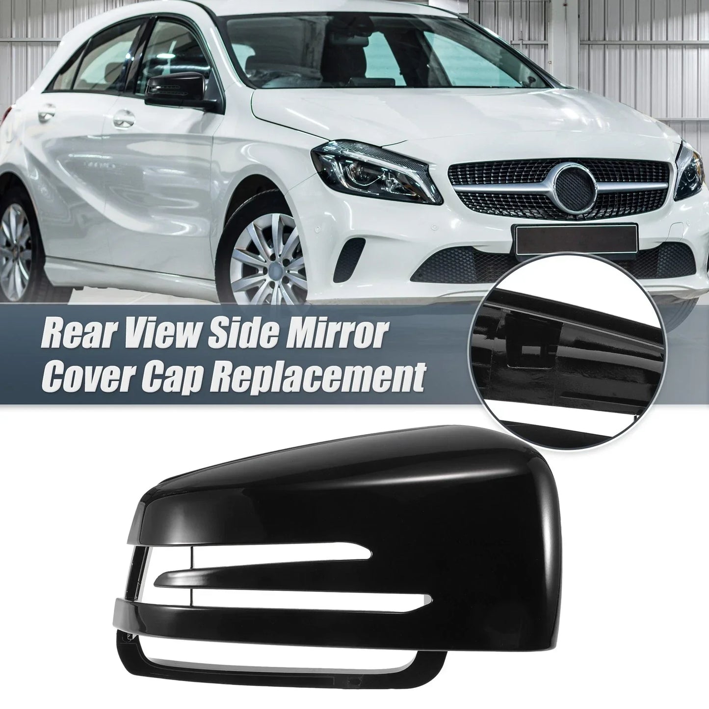 Right Mirror Cover Cap Gloss Black for Mercedes Benz A Class B Class C Class (2013-2023)