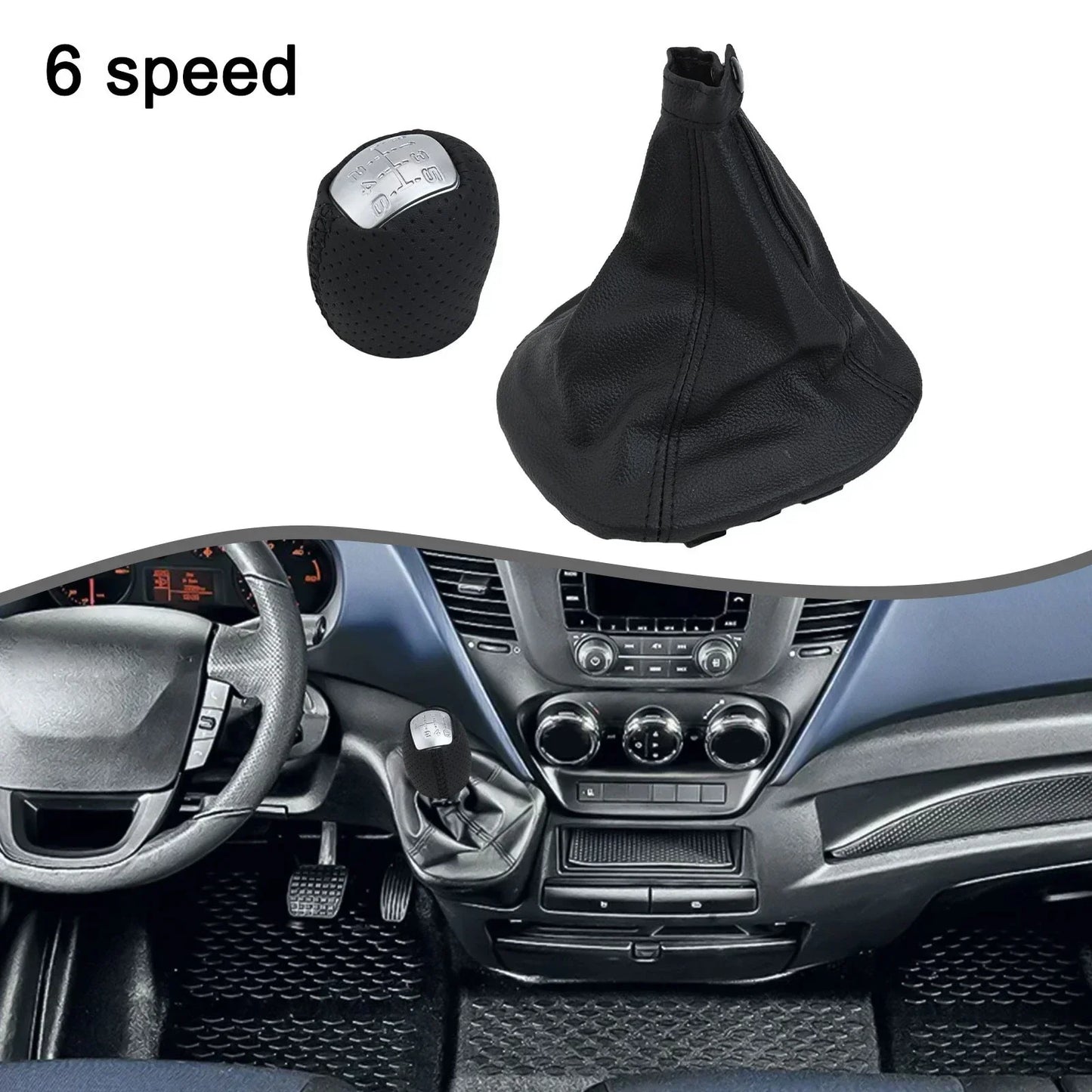 Black ABS Leather Gear Shift Knob Gaiter Boot for IVECO Daily V VI Series