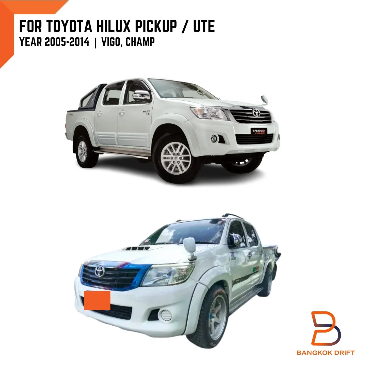 Black 4WD Front Fender Mirror for Toyota Hilux Ute (2005-2014)
