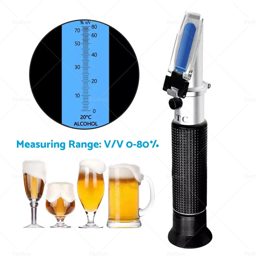 Portable ATC Alcohol Refractometer Liquor Volume Percent Tester (0-80%)