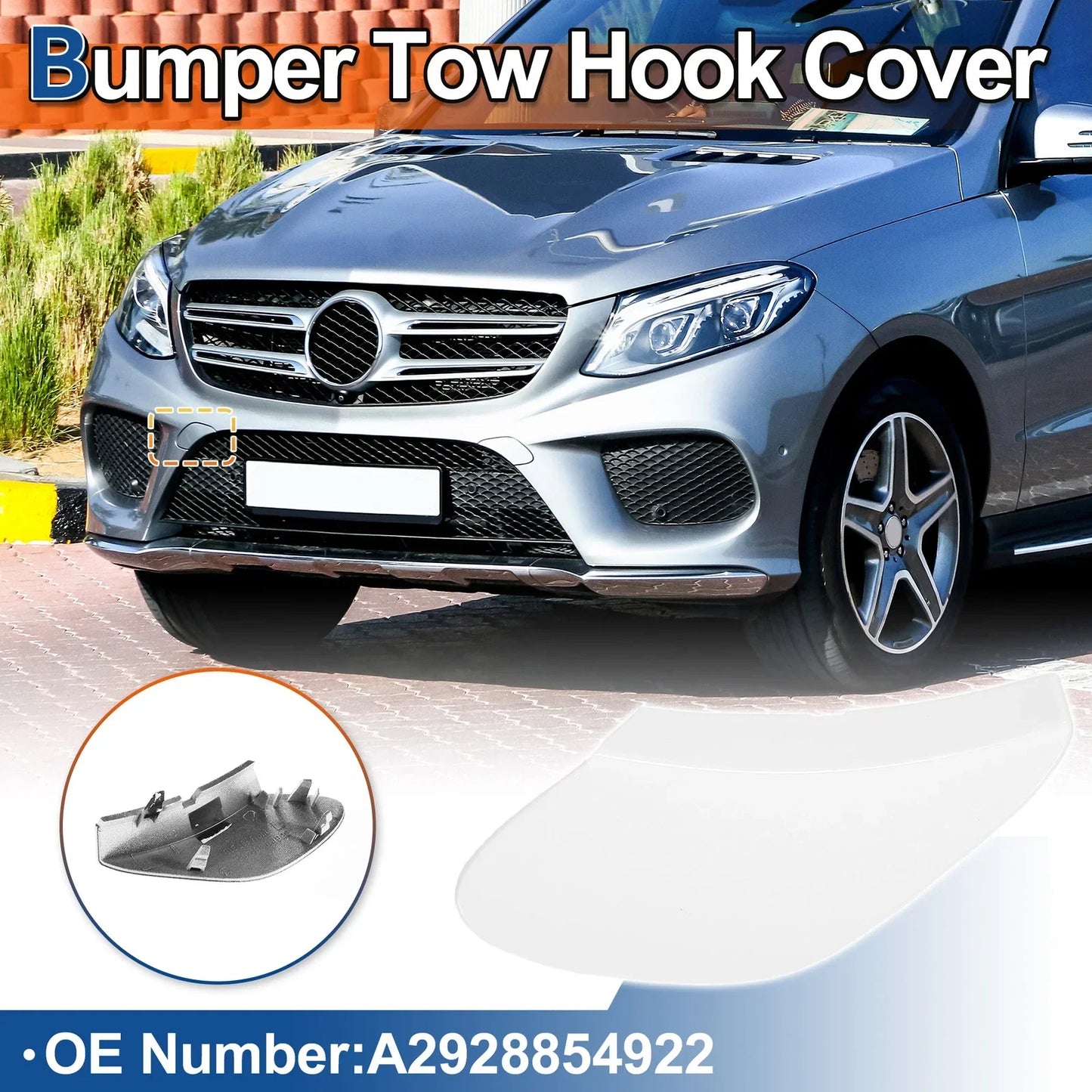 Front Bumper Tow Hook Cover for Mercedes-Benz GLE W166 (2016-2020) White