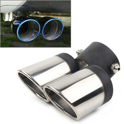 Dual Stainless Steel Rear Exhaust Pipe Tail Muffler Tip for Universal Vehicles