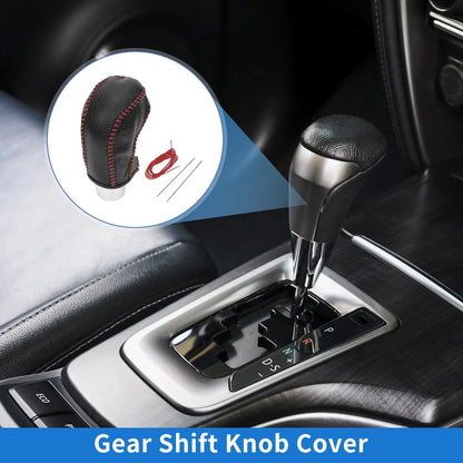 Car Gear Shift Knob Cover for Hyundai Tucson 2015-2018, Pebbled Black Red