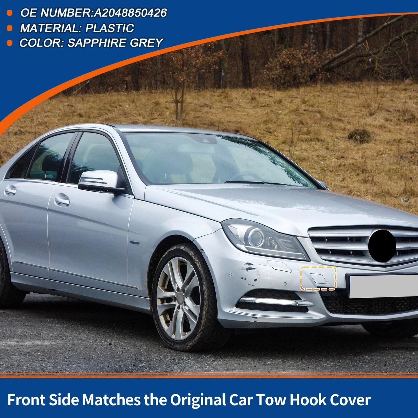 Bumper Tow Hook Cover for Mercedes-Benz A-Class (2013-2018) - Sapphire Grey