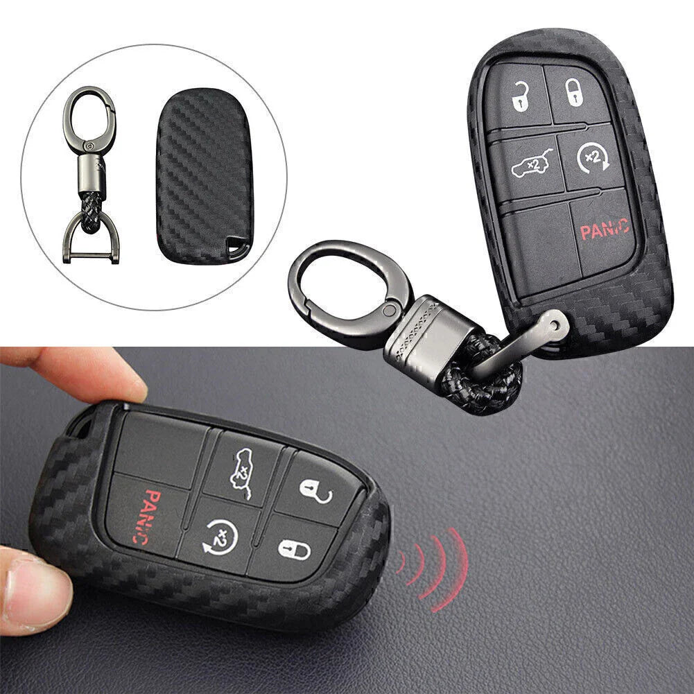 Key Fob Case Cover for Jeep Dodge Journey Charger Carbon Fiber