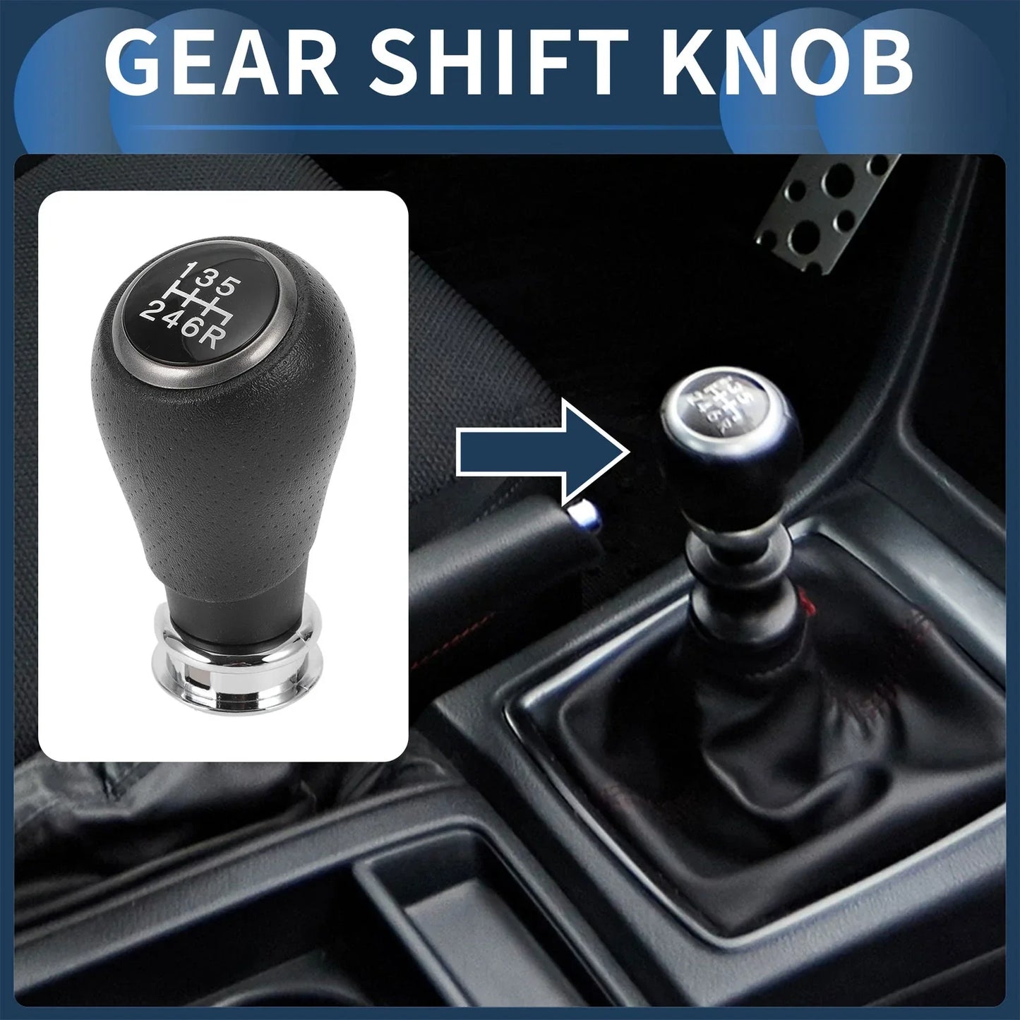 6 Speed Gear Shift Knob for Honda CR-V 2006-2011 Plastic Black Silver Tone