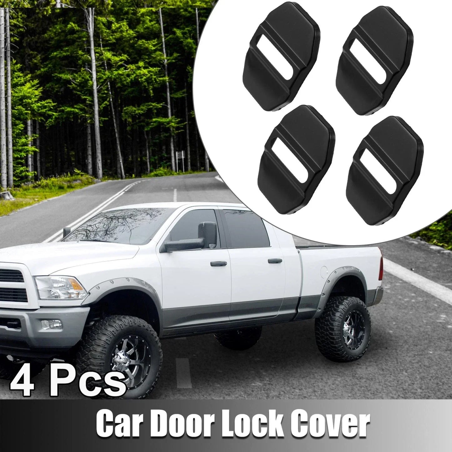 4 x Car Door Lock Latch Covers Protector Stainless Steel for Dodge (All Years)