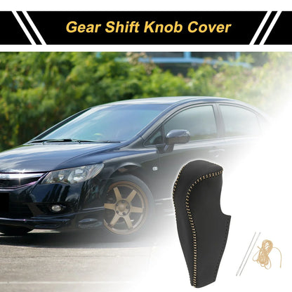 Car Gear Shift Knob Cover for Honda Civic 2006-2011 Black Beige Faux Leather