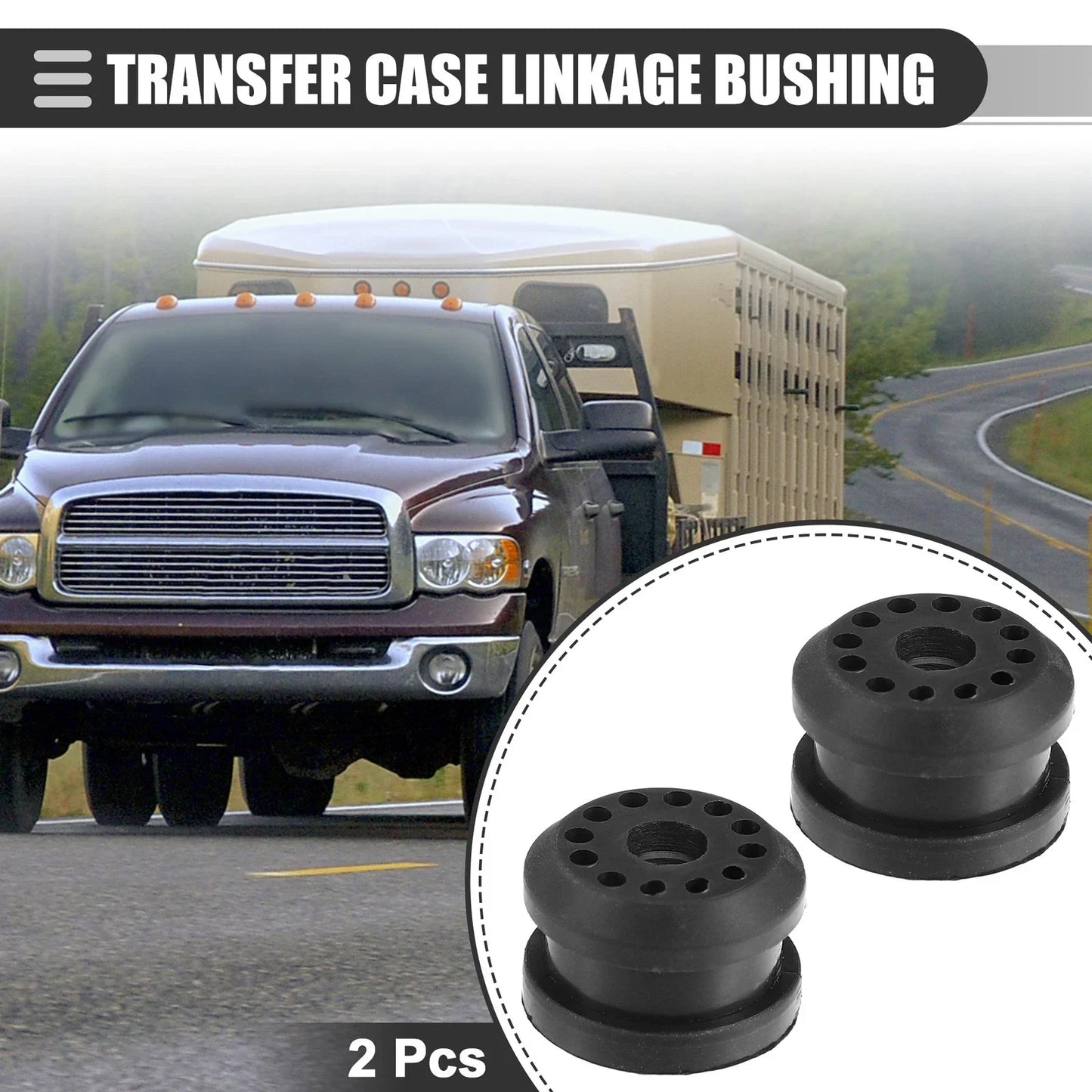Transfer Case Linkage Bushing for Dodge Ram Rubber 2 x 52105555AA Black