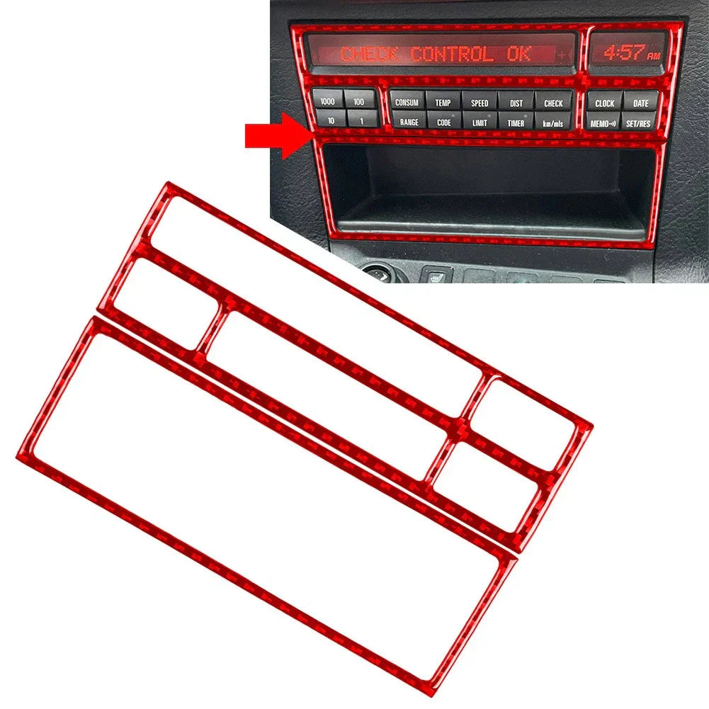 Carbon Fiber Red Console Radio CD Panel Cover Trim for BMW 3 Series (1991-1999)