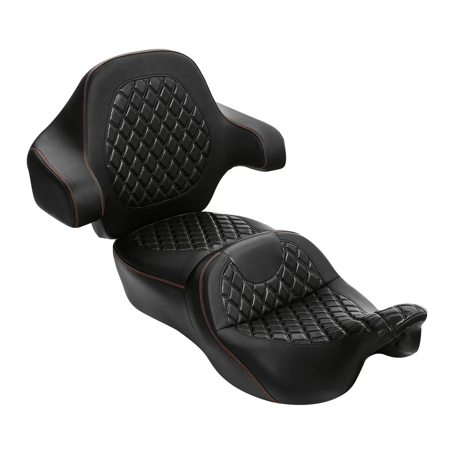 Black 2-Up Driver Passenger Seat Backrest for Harley Touring (2014-2023)
