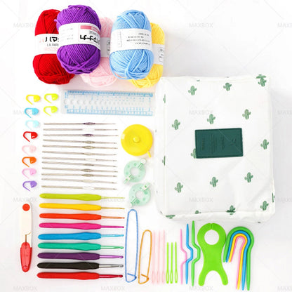 58PCS Crochet Kit with Yarn & Rubber Grips for Beginners