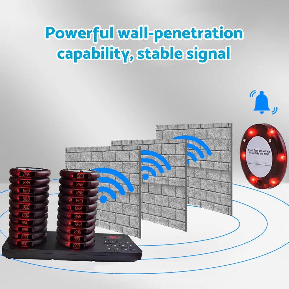 20 x Waterproof Wireless Restaurant Pager System for Food Truck