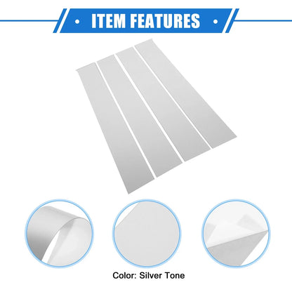 4 x Pillar Door Window Trim Covers for Dodge Ram 1500 (2009-2010) Silver Tone