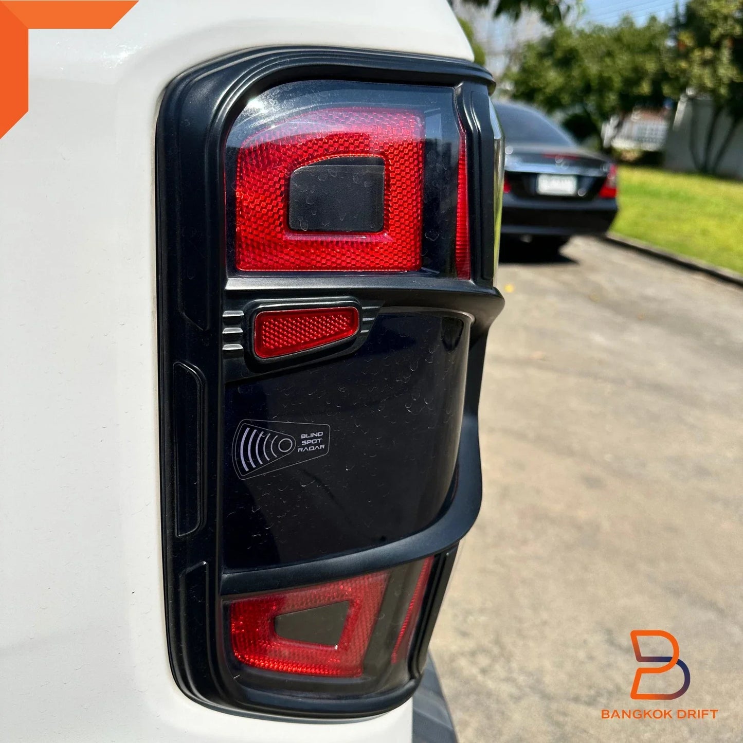 Black Red Reflector Taillight Cover Trim for Ford Ranger Raptor (2022-2025)