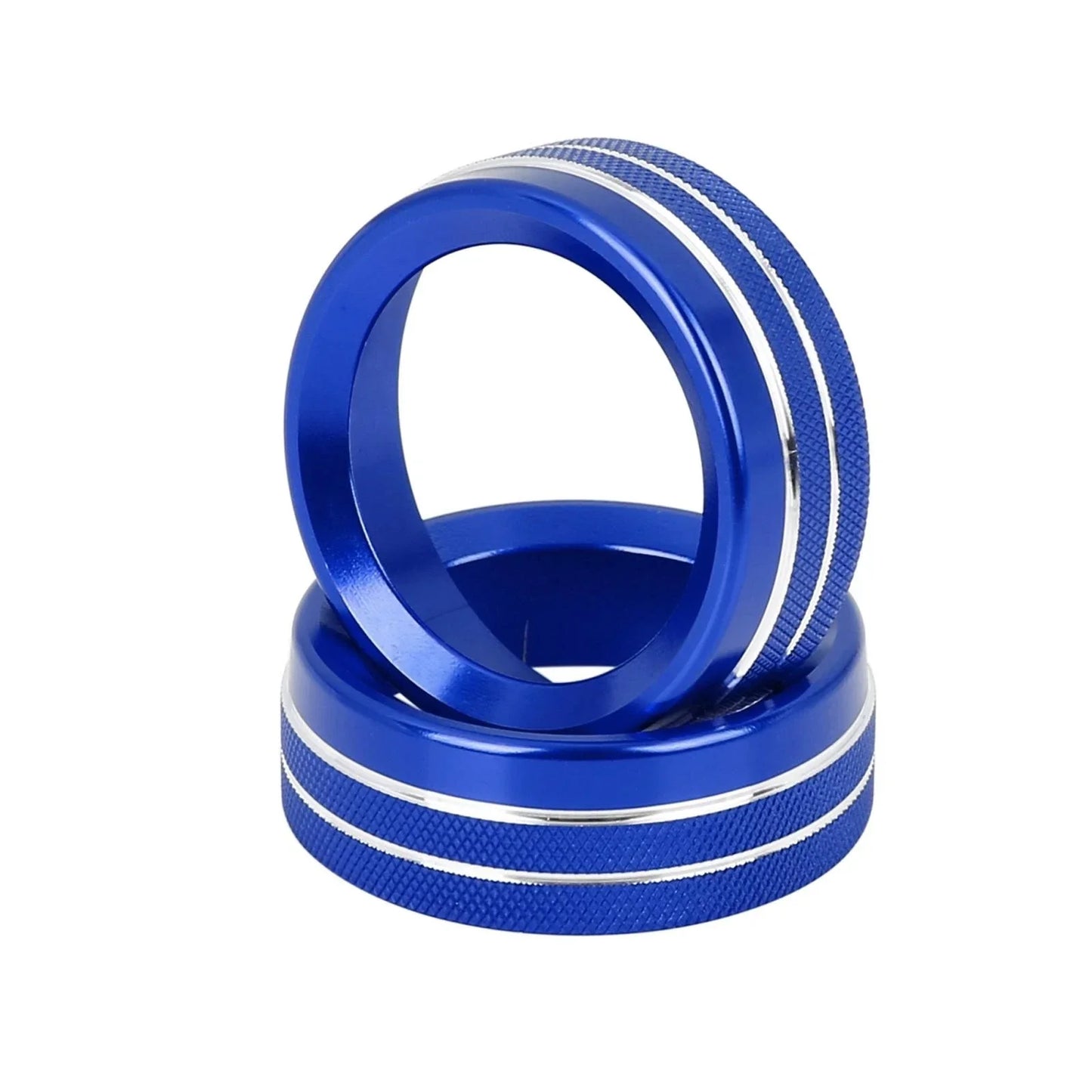 3 x Blue AC Climate Control Ring Knob Trim Covers for Dodge Challenger, Ram