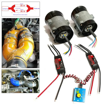 500W Dual Turbine Fan Turbo w/ DC12V Supercharger Controller for Car