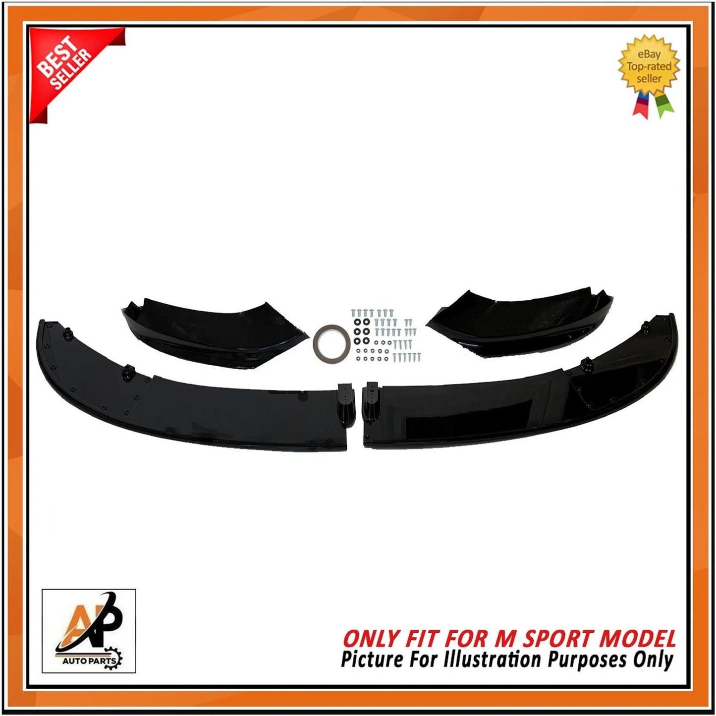 Front Bumper Splitter Lip Gloss Black for BMW 4 Series F32 F33 F36 (2013–2020)