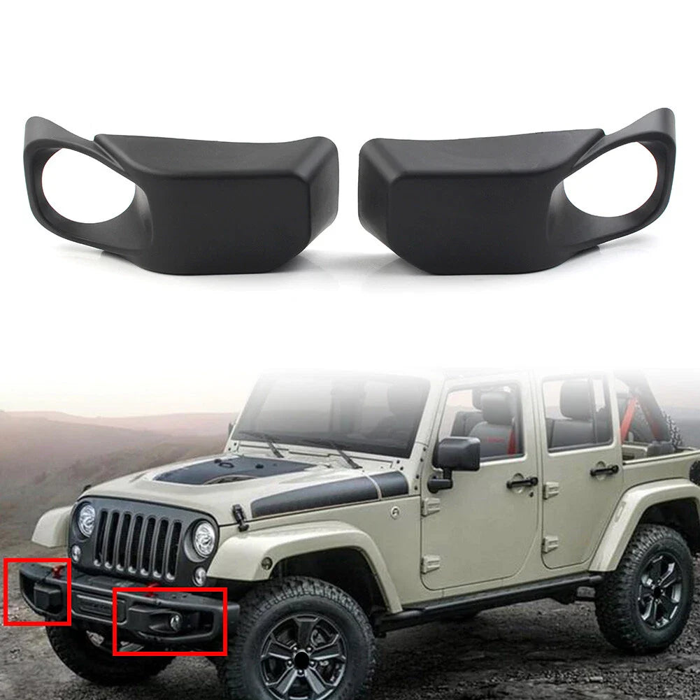 Black Front Bumper Fog Light Bezels for Jeep Wrangler (2013-2017)