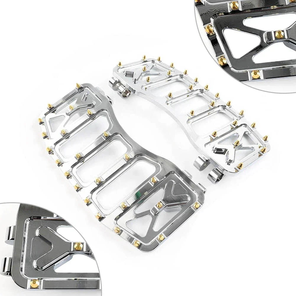 Chrome & Gold Foot Pegs for Harley Softail Touring Road Glide