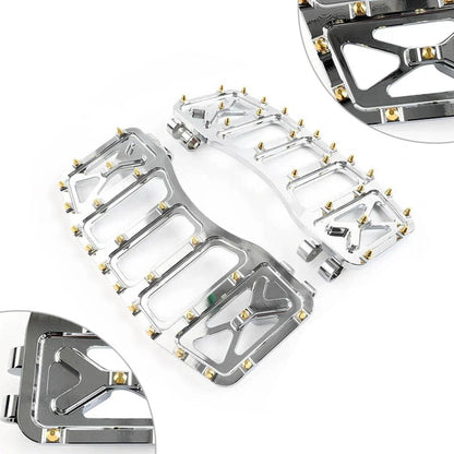 Chrome & Gold Foot Pegs for Harley Softail Touring Road Glide