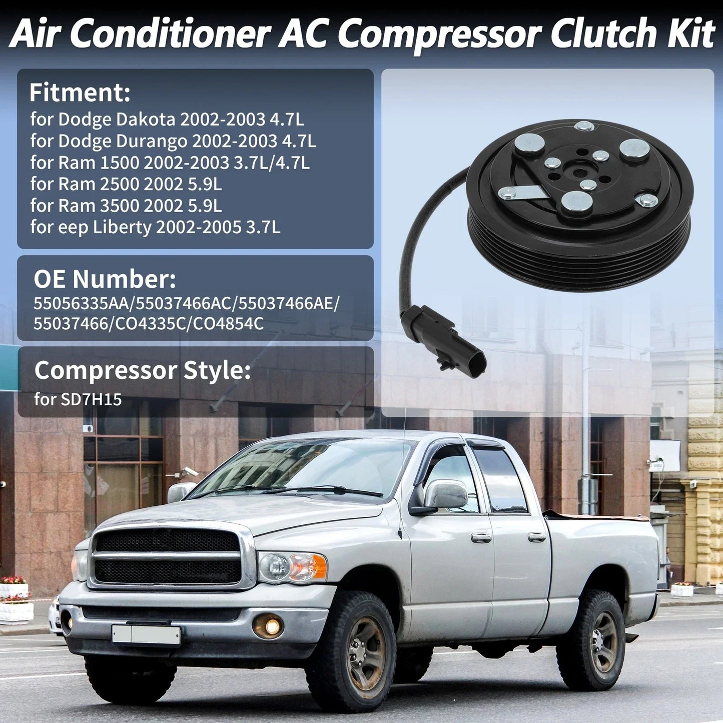 AC Compressor Clutch Kit for Dodge Ram 1500 2500 3500 Dakota (2002-2010)