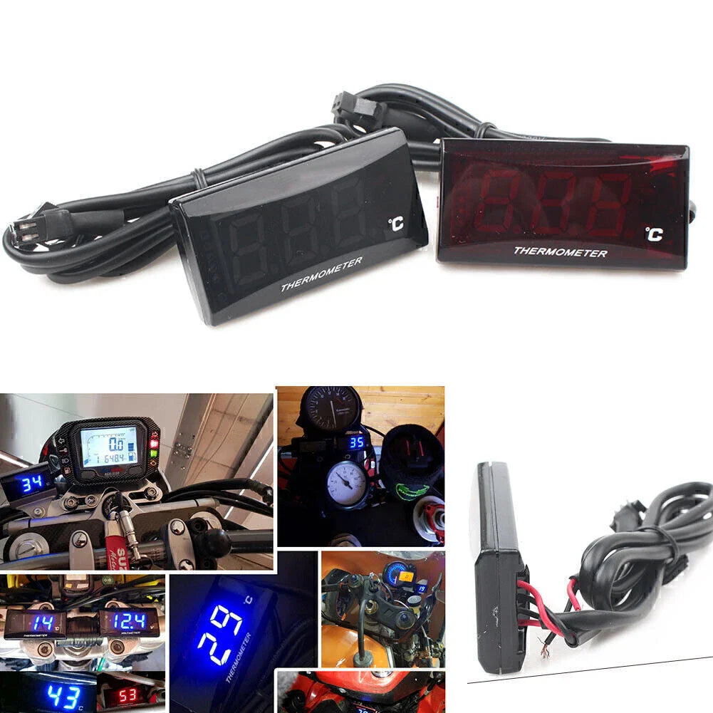 Digital Water Temperature Gauge for Racing Scooter - Red/Blue