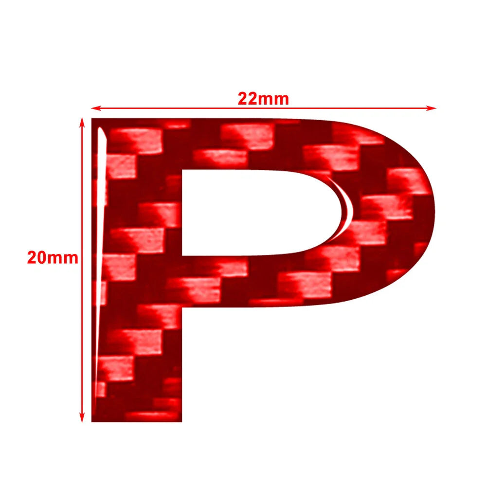 Red Carbon P Decals Stickers Emblem for Car Badge Alphabet Letter