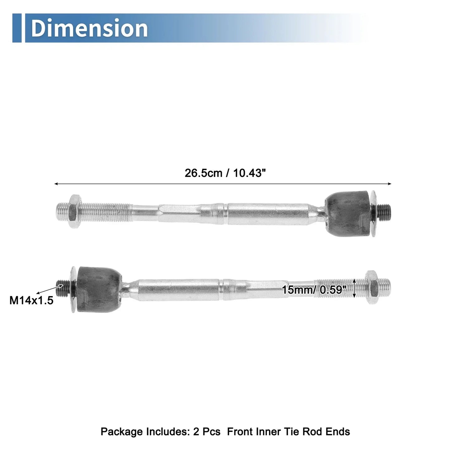 4 x Front Inner Tie Rod End Links for Toyota Highlander (2001-2023)
