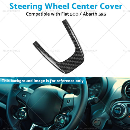 Black Carbon Fiber Steering Wheel Cover for Fiat 500 Abarth 09-19