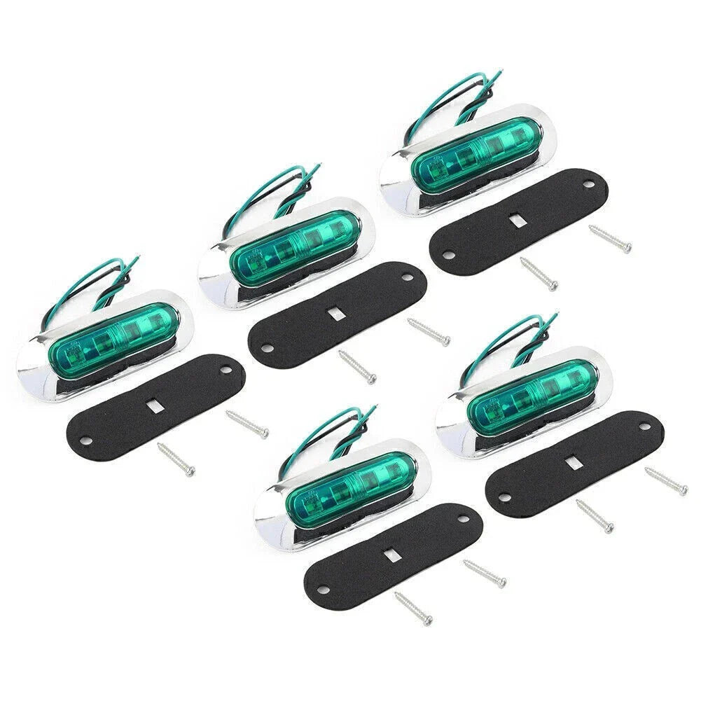 5 x LED Side Clearance Marker Green Lights for Truck Trailer Pickup 12V 24V