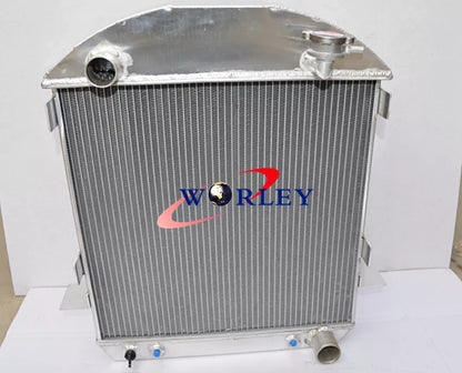 3 Row Aluminum Radiator + Fan for Ford Model T Chev Bucket Grill Shells (1924-1927)