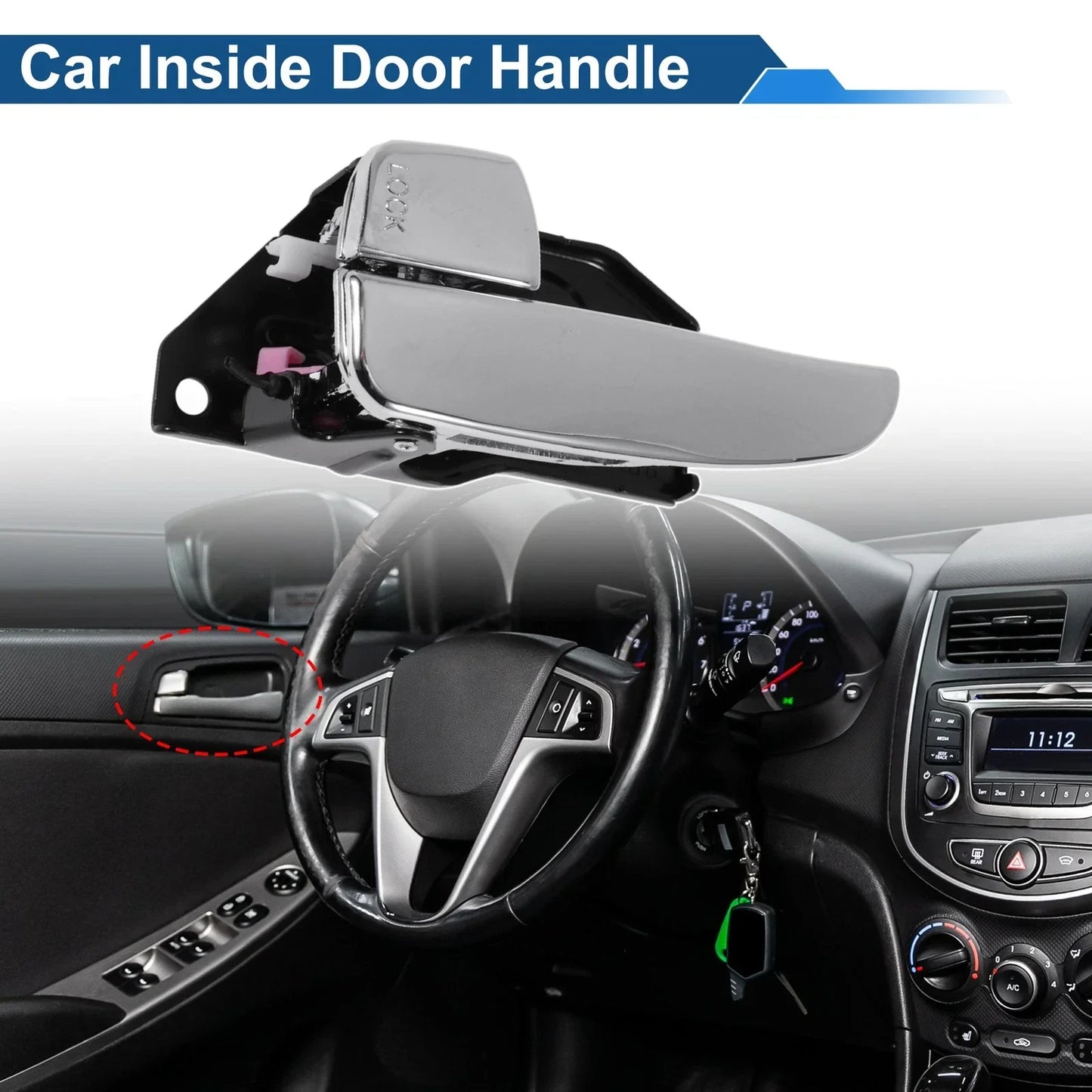Interior Door Handle for Hyundai Sonata 2001-2005 Black Chrome
