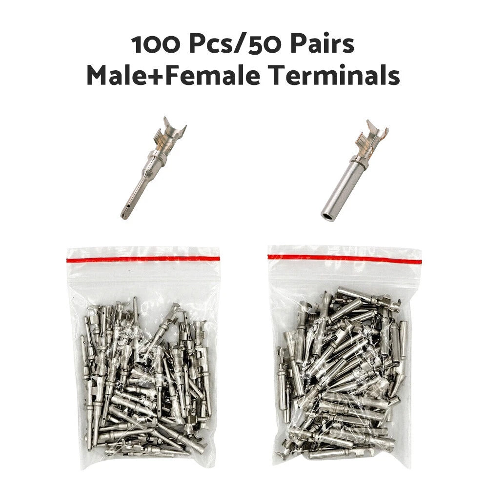 50 Pairs Deutsch Solid Terminal No.16 Contact Pins Male Female Connector