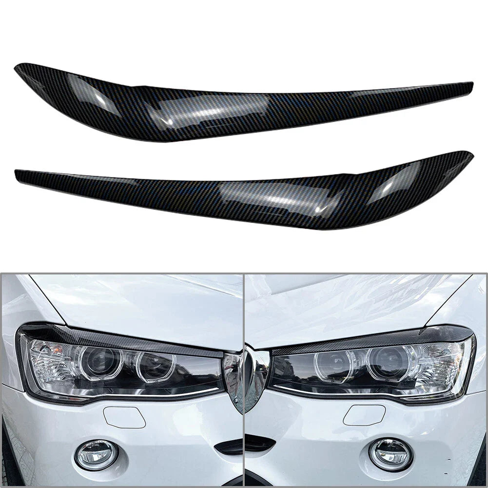1 Pair Front Headlight Eyebrow Eyelid Covers for BMW X3 X4 (2014-2017)