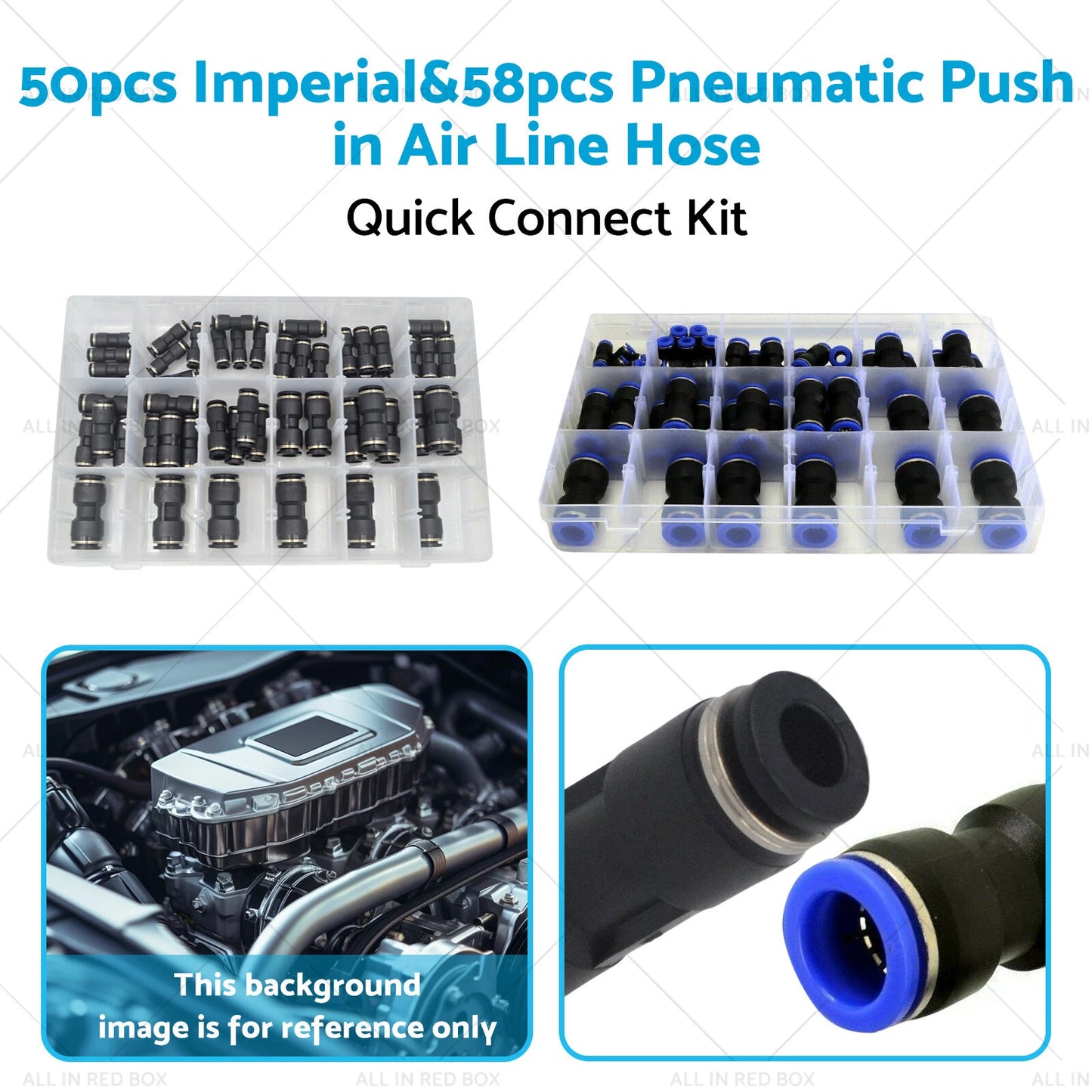 50pcs Quick Connect Pneumatic Push-in Air Line Hose Joiners