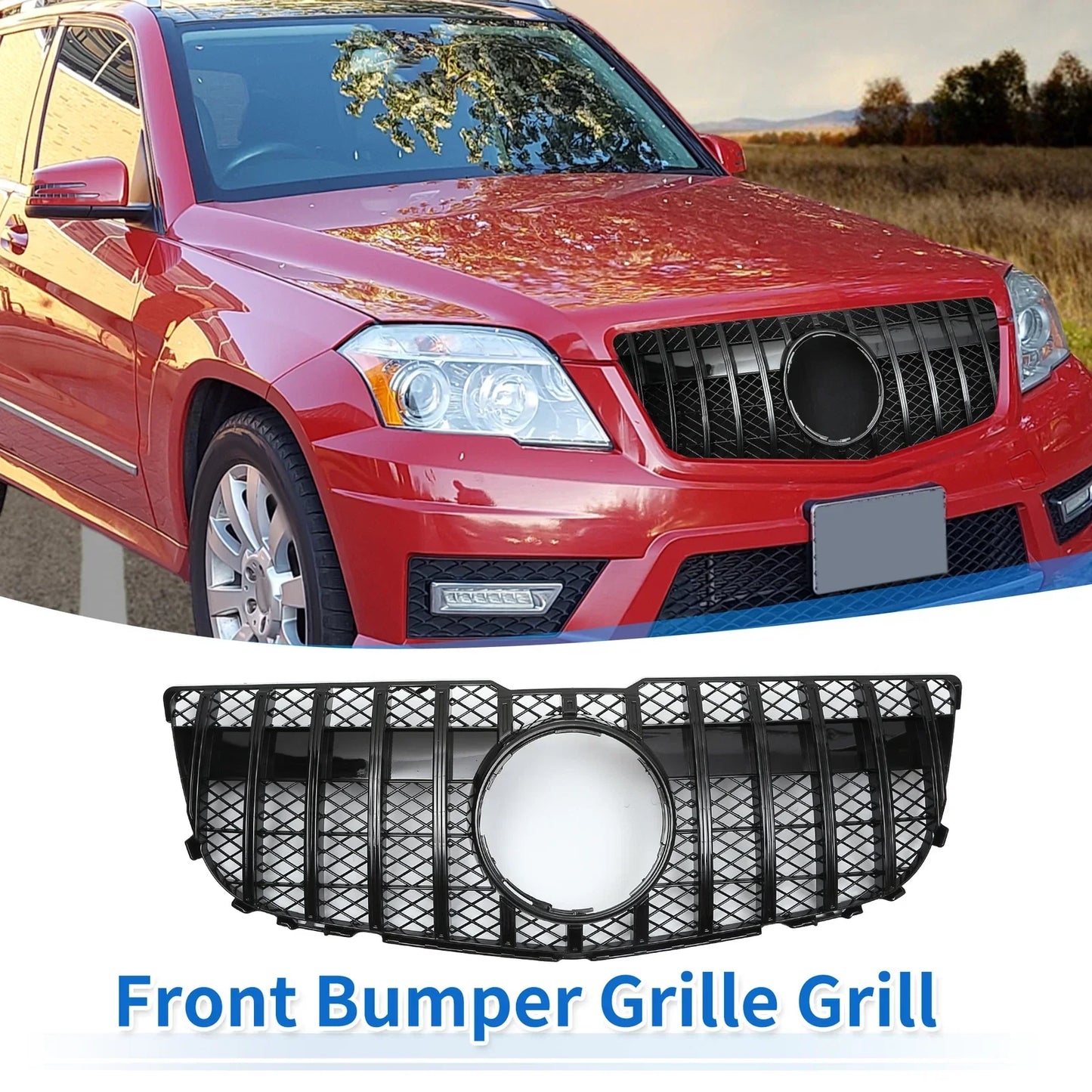 Front Upper Bumper Grille for Mercedes-Benz GLK300 (2013-2015) Gloss Black